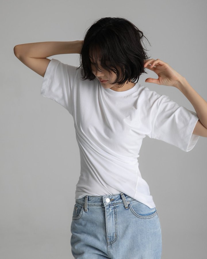 Paper Moon - Korean Women Fashion - #thatsdarling - Twist Drape Side Line Detail Tee