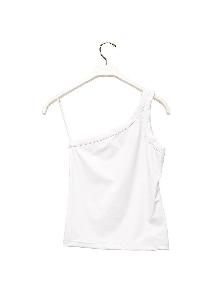 Paper Moon - Korean Women Fashion - #thatsdarling - Diagonal One-Shoulder Tank Top - 6