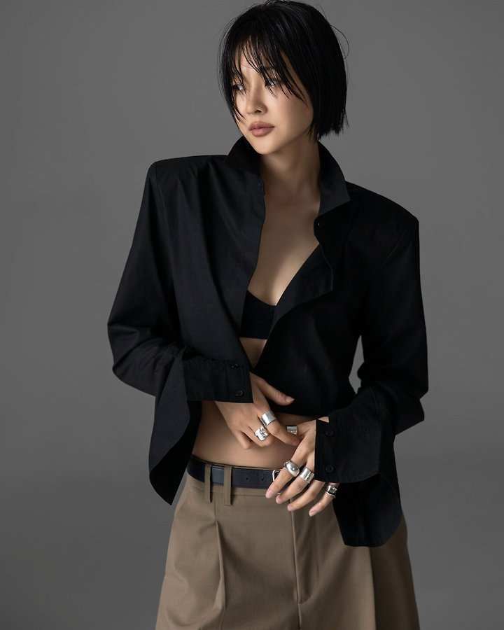 Paper Moon - Korean Women Fashion - #thatsdarling - Classic Shoulder Pad Crop Button-Down Shirt - 6