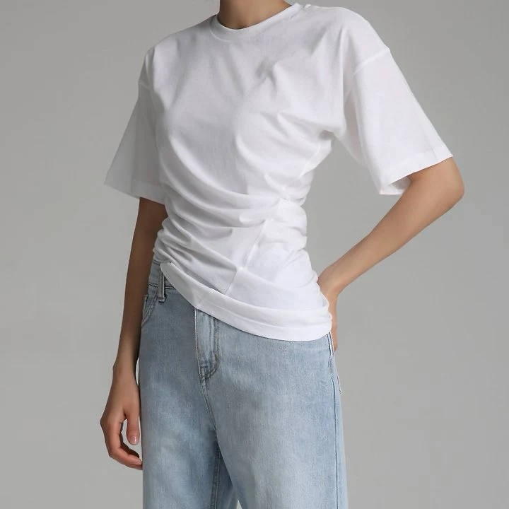 Paper Moon - Korean Women Fashion - #thelittlethings - Twist Drape Side Line Detail Tee - 2