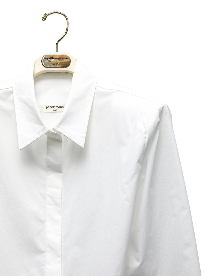 Paper Moon - Korean Women Fashion - #thelittlethings - Classic Shoulder Pad Crop Button-Down Shirt - 10