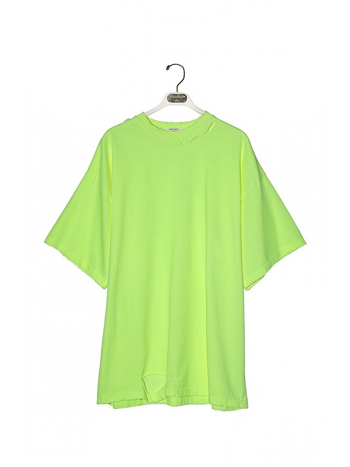 Paper Moon - Korean Women Fashion - #thatsdarling - Oversized Pigment Cutting Detail Tee - 4