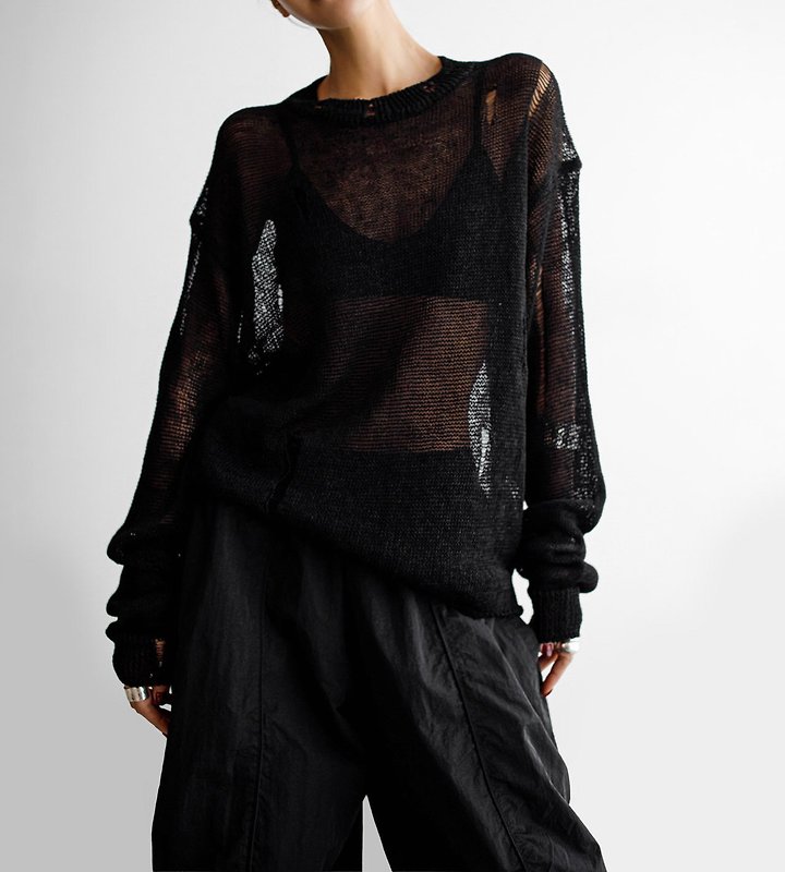Paper Moon - Korean Women Fashion - #thelittlethings - Distressed Sheer Linen Knit