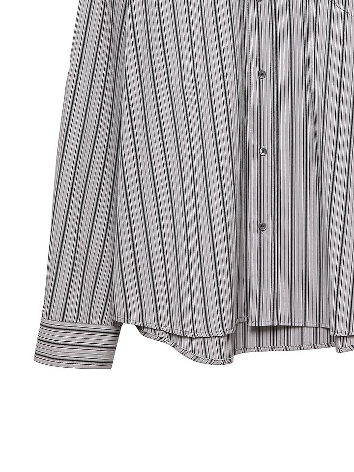 Paper Moon - Korean Women Fashion - #thelittlethings - Oversized Striped Pattern Pocket Button Down Shirt - 11