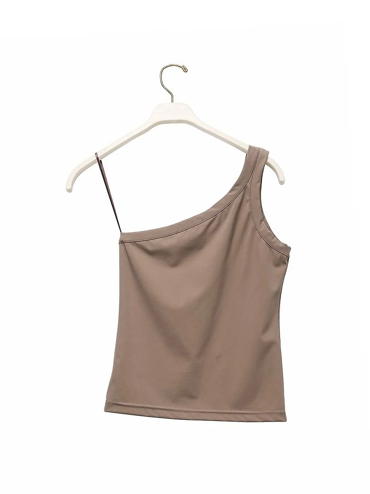 Paper Moon - Korean Women Fashion - #vintageinspired - Diagonal One-Shoulder Tank Top - 7
