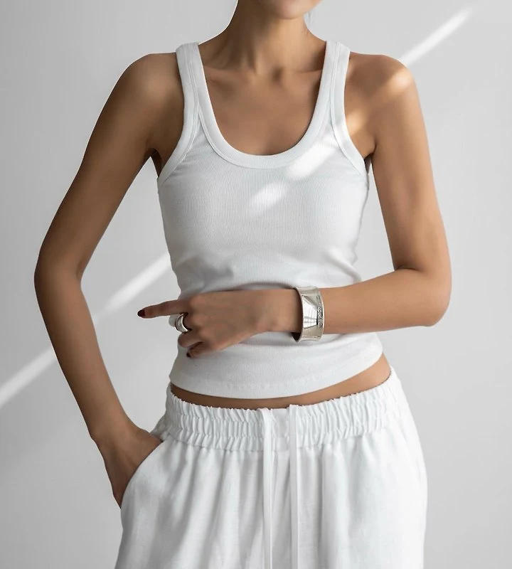 Paper Moon - Korean Women Fashion - #vintageinspired - Sleeveless Rib Jersey Tank Top
