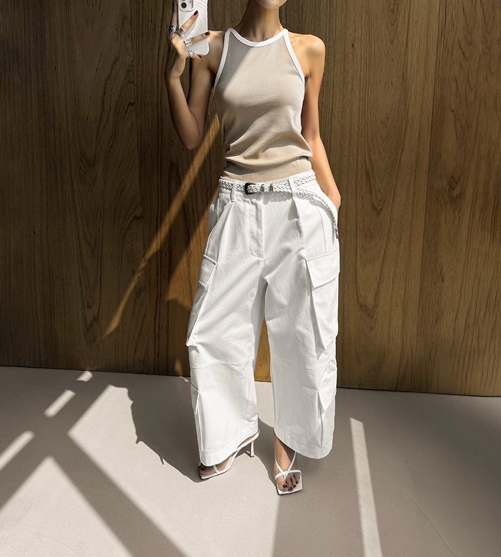 Paper Moon - Korean Women Fashion - #vintageinspired - Structured Double Cargo Pants - 5