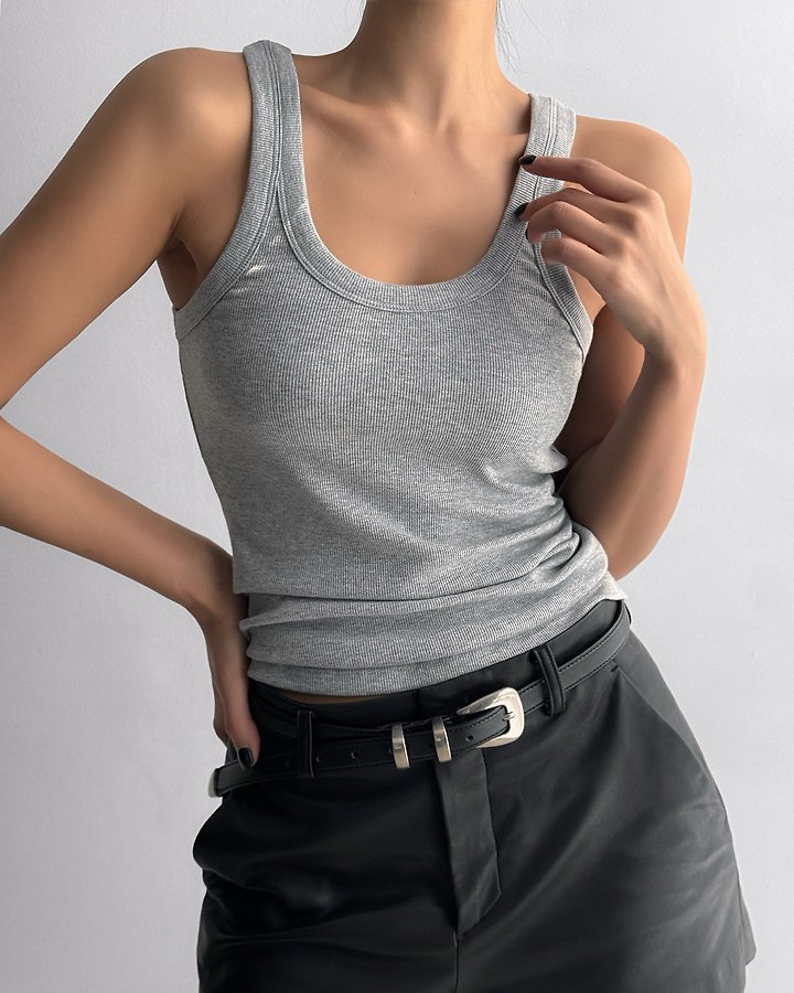 Paper Moon - Korean Women Fashion - #vintageinspired - Sleeveless Rib Jersey Tank Top - 3