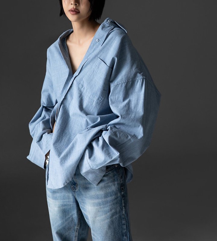 Paper Moon - Korean Women Fashion - #vintagekidsstyle - Soft Linen Oversized Button-Down Shirt - 5