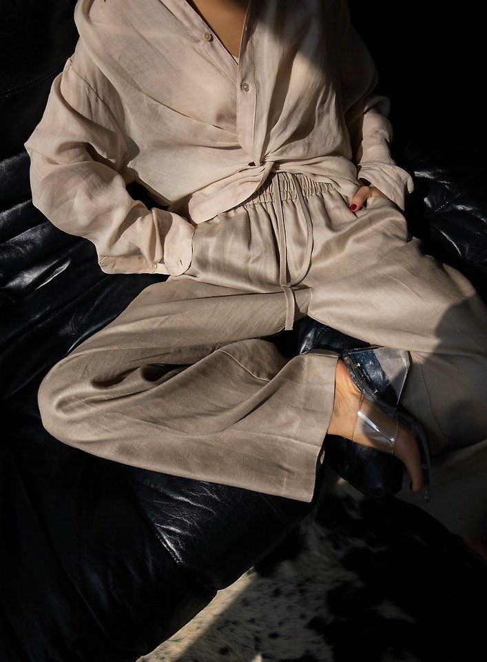 Paper Moon - Korean Women Fashion - #vintagekidsstyle - Linen Drawstring Trousers - 7