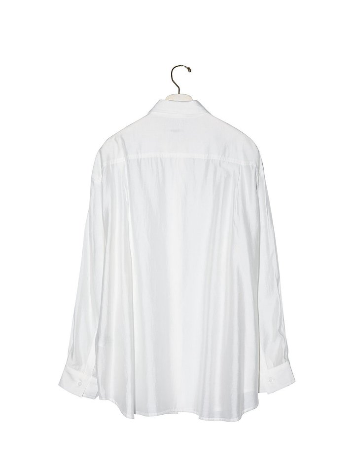 Paper Moon - Korean Women Fashion - #vintagekidsstyle - Sheer Silky Classic Button-Down Shirt - 8
