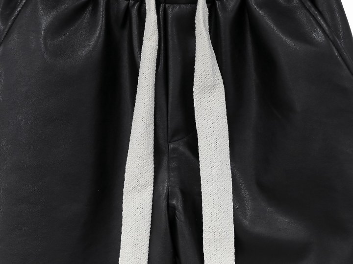 Paper Moon - Korean Women Fashion - #vintagekidsstyle - Drawstring Leather Wide Culottes Trousers - 8