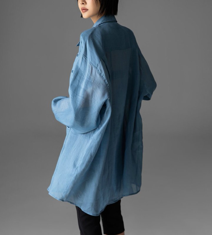 Paper Moon - Korean Women Fashion - #womensfashion - Vivid Oversized Linen Button-Down Shirt - 8