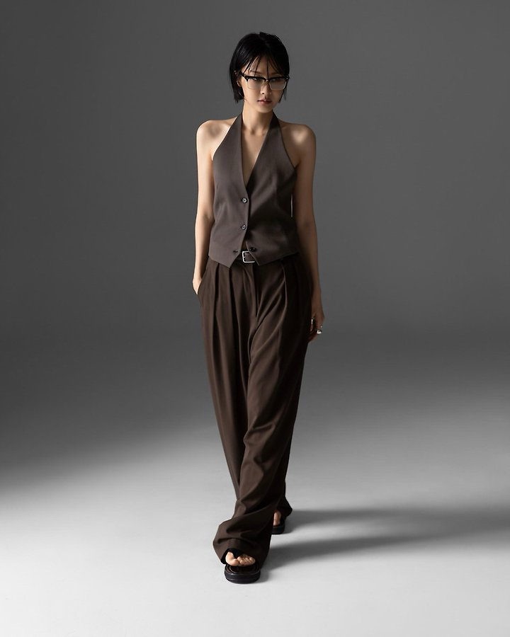 Paper Moon - Korean Women Fashion - #womensfashion - Back Open Tailored Halter Neck Vest - 10