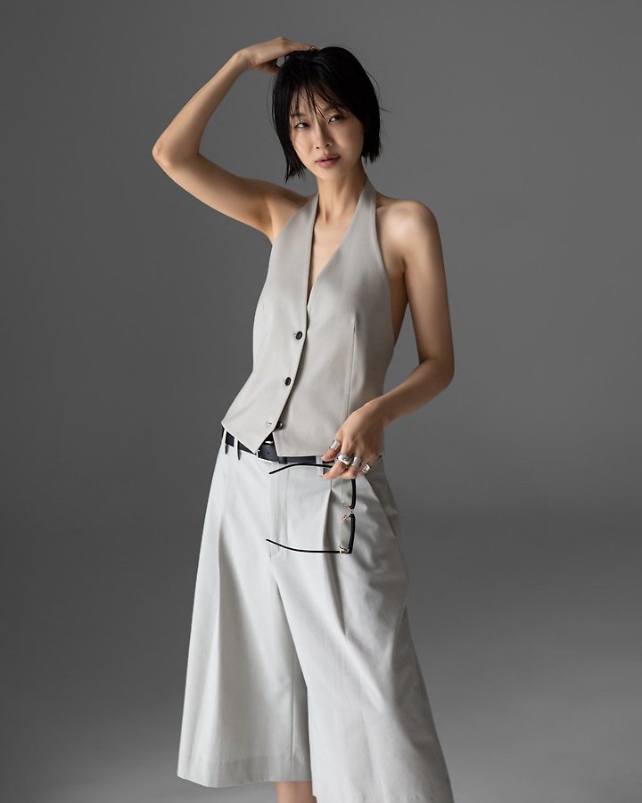 Paper Moon - Korean Women Fashion - #womensfashion - Back Open Tailored Halter Neck Vest - 8