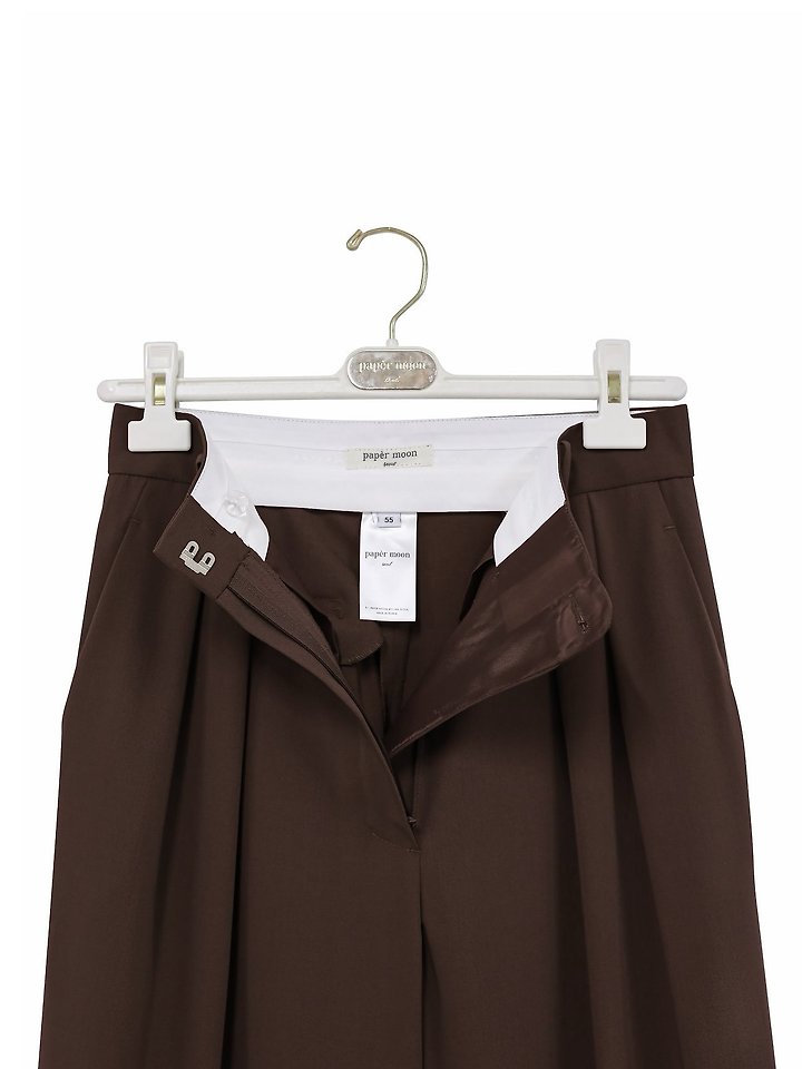 Paper Moon - Korean Women Fashion - #womensfashion - Low Waist Double Pleated Wide Trousers - 11