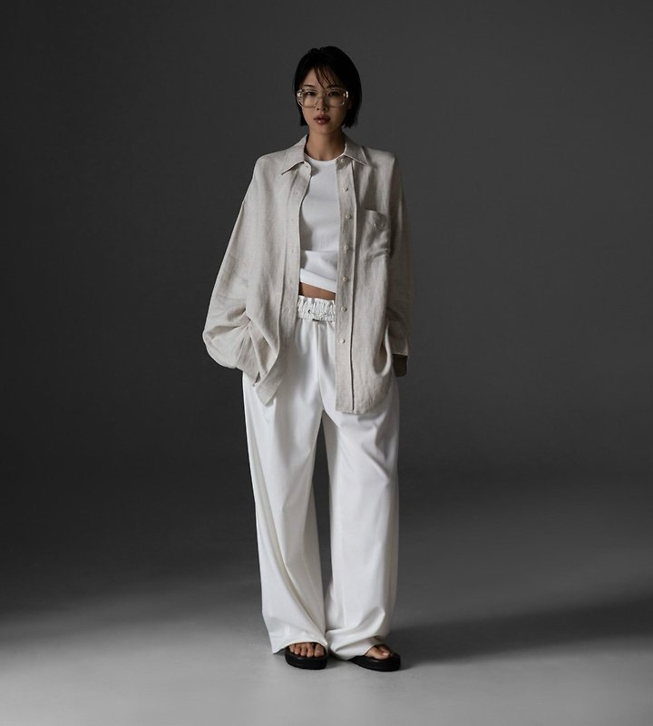 Paper Moon - Korean Women Fashion - #womensfashion - Soft Linen Oversized Button-Down Shirt - 2
