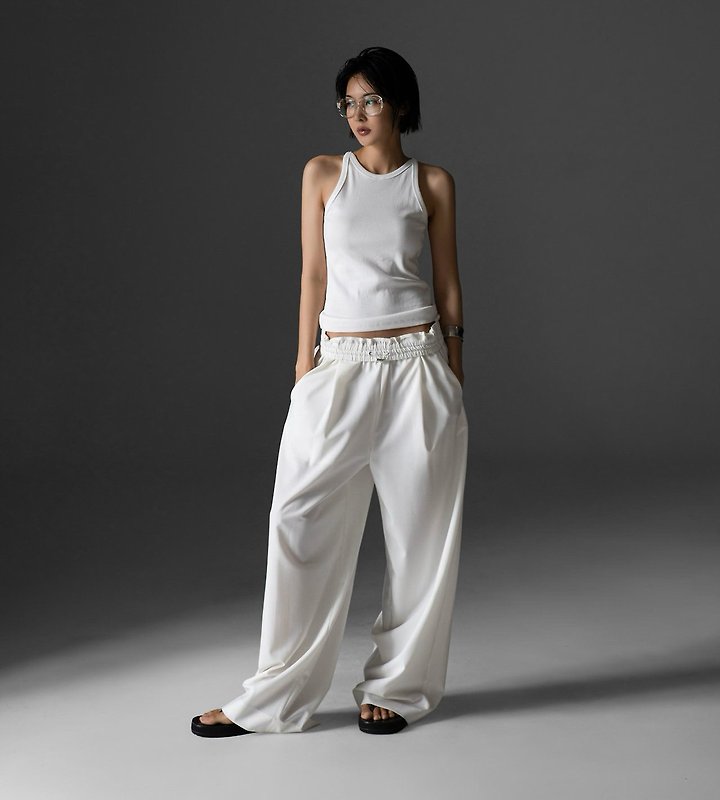 Paper Moon - Korean Women Fashion - #womensfashion - Banded String Wide Maxi-Length Trousers - 3