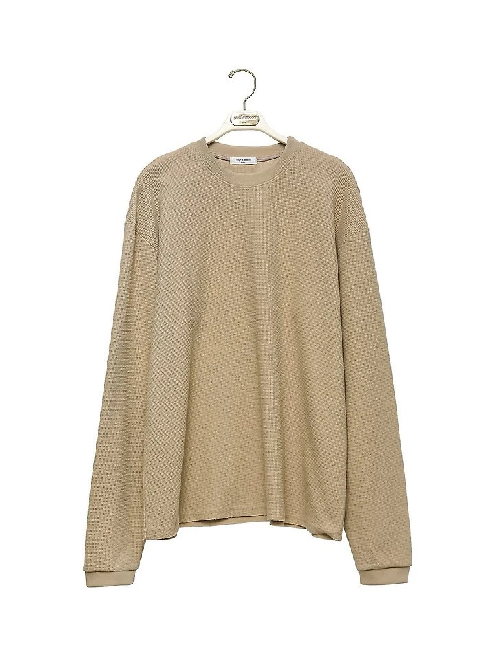 Paper Moon - Korean Women Fashion - #womensfashion - Waffle Fabric Oversized Long Sleeve Tee - 6