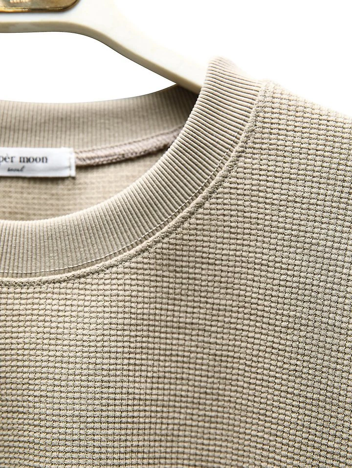 Paper Moon - Korean Women Fashion - #womensfashion - Waffle Fabric Oversized Long Sleeve Tee - 8