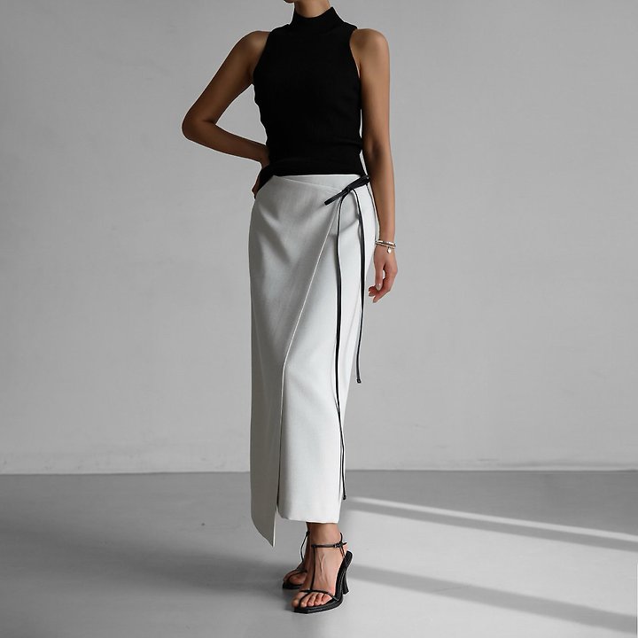 Paper Moon - Korean Women Fashion - #womensfashion - Linen Wrap Pencil Maxi Skirt - 3
