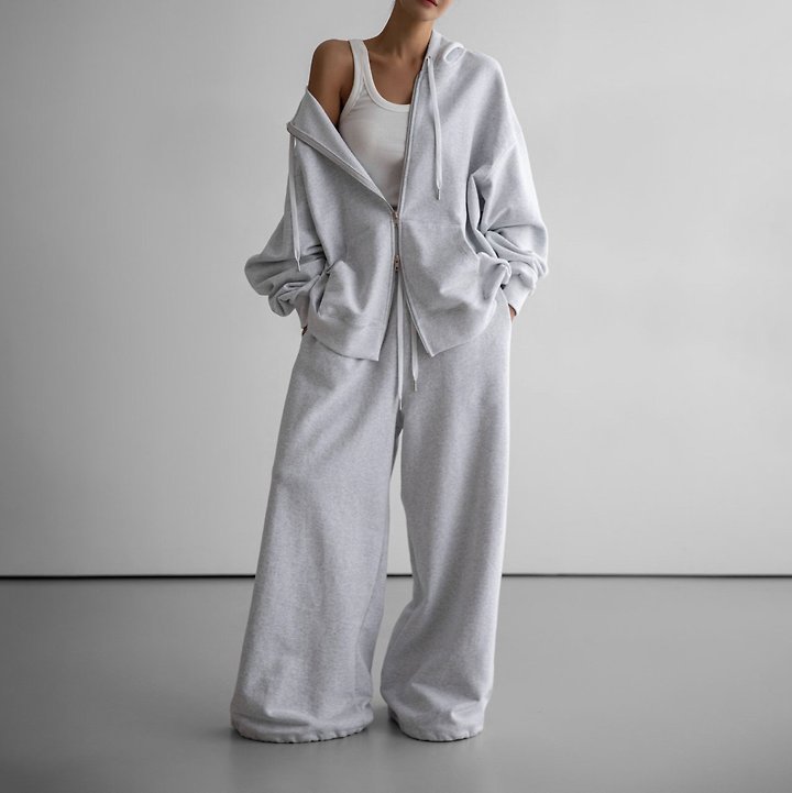 Paper Moon - Korean Women Fashion - #womensfashion - Classic Oversized Two-Way Zip-Up Hoodie