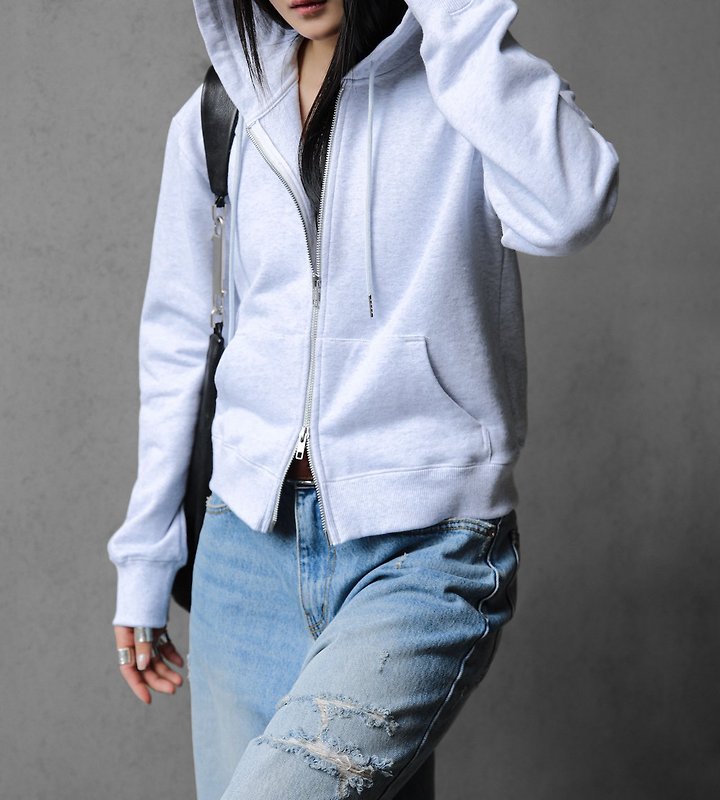 Paper Moon - Korean Women Fashion - #womensfashion - Classic Slim Fit Two-Way Zip-Up Hoodie - 2