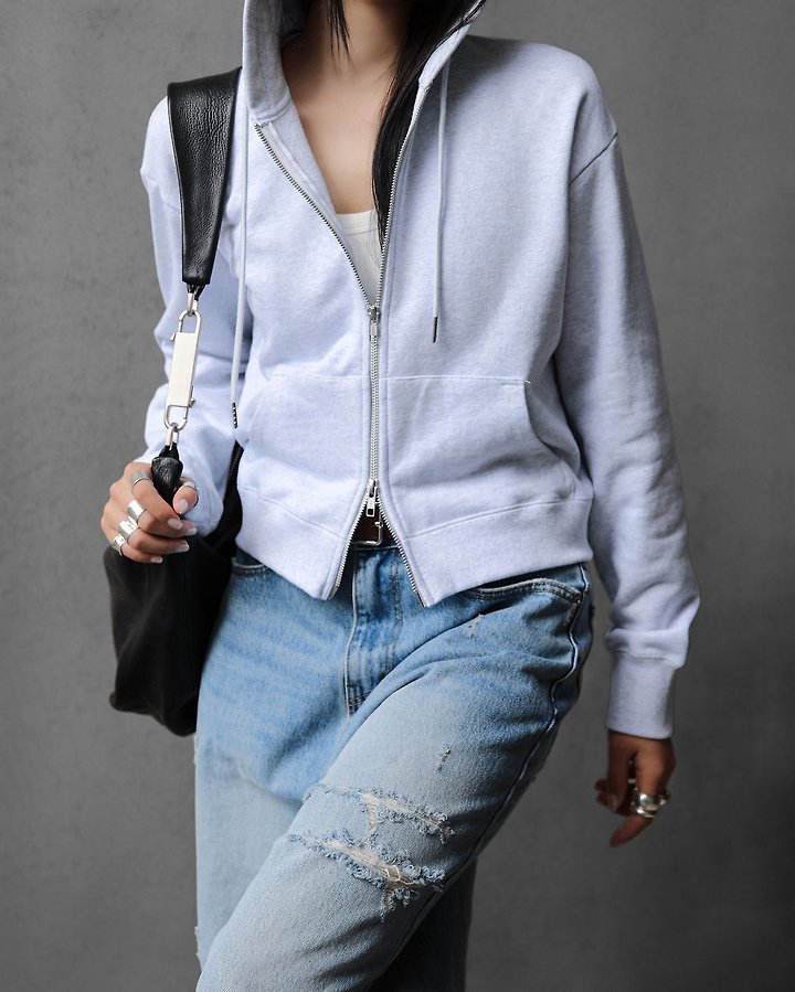 Paper Moon - Korean Women Fashion - #momslook - Classic Slim Fit Two-Way Zip-Up Hoodie - 4