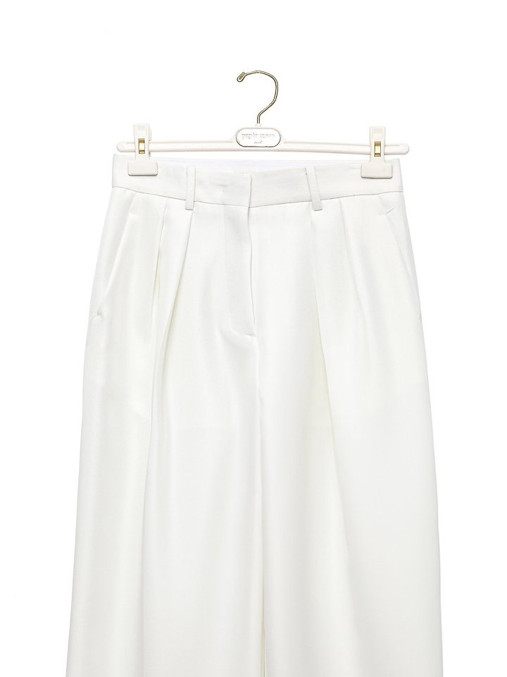 Paper Moon - Korean Women Fashion - #womensfashion - Twill Texture Low Waist Double Pleated Wide Trousers - 7
