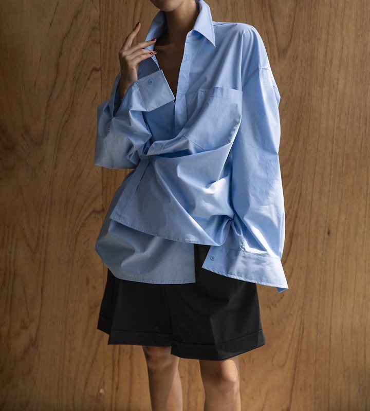 Paper Moon - Korean Women Fashion - #womensfashion - Oversized Wrap Drape Shirt
