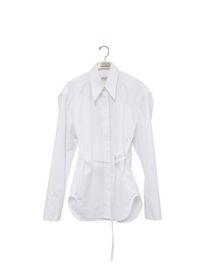 Paper Moon - Korean Women Fashion - #womensfashion - Padded Shoulder Button-Down Cotton Shirt - 5