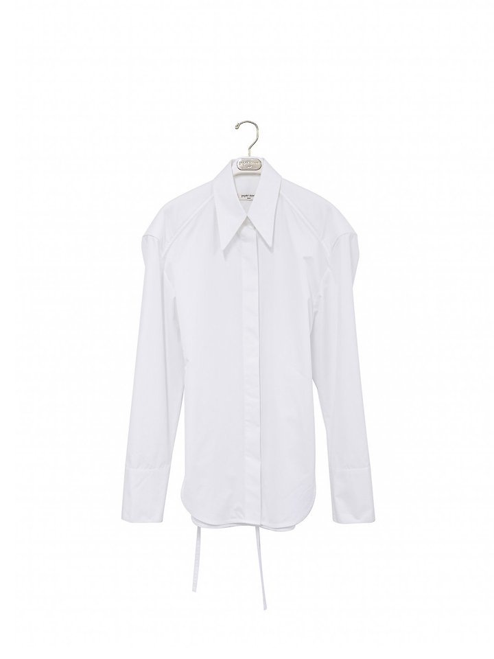Paper Moon - Korean Women Fashion - #womensfashion - Padded Shoulder Button-Down Cotton Shirt - 7