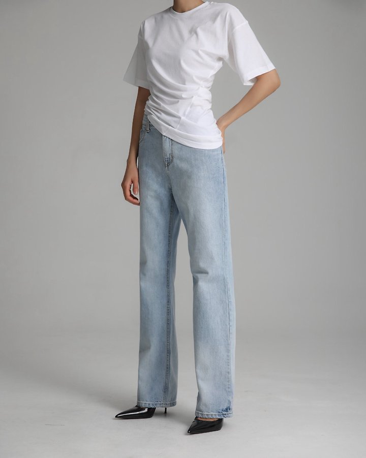 Paper Moon - Korean Women Fashion - #womensfashion - Twist Drape Side Line Detail Tee - 6
