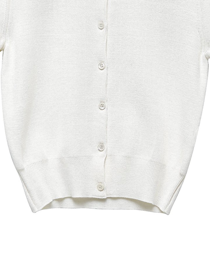 Paper Moon - Korean Women Fashion - #womensfashion - Collar Short Sleeve Button Cardigan - 9