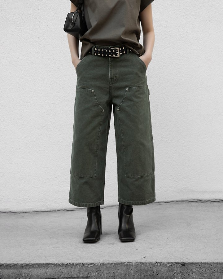 Paper Moon - Korean Women Fashion - #womensfashion - Vintage Ankle Carpenter Culotte Pants - 3