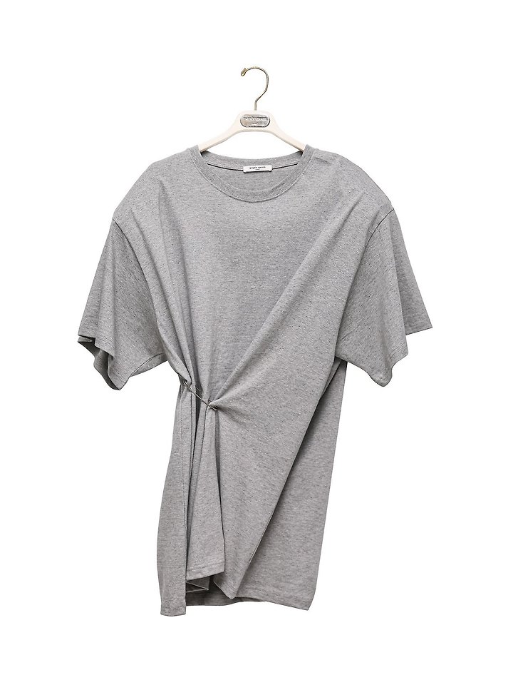 Paper Moon - Korean Women Fashion - #womensfashion - Pleated Pinch Pin Detail Oversized Shoulder Padded Tee - 5