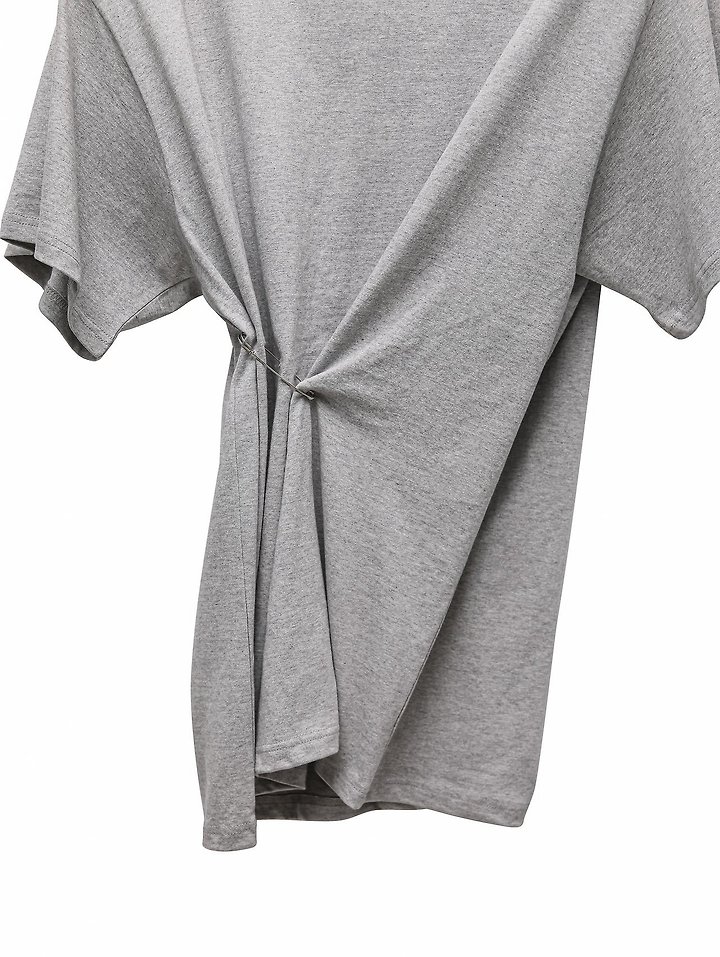 Paper Moon - Korean Women Fashion - #womensfashion - Pleated Pinch Pin Detail Oversized Shoulder Padded Tee - 9