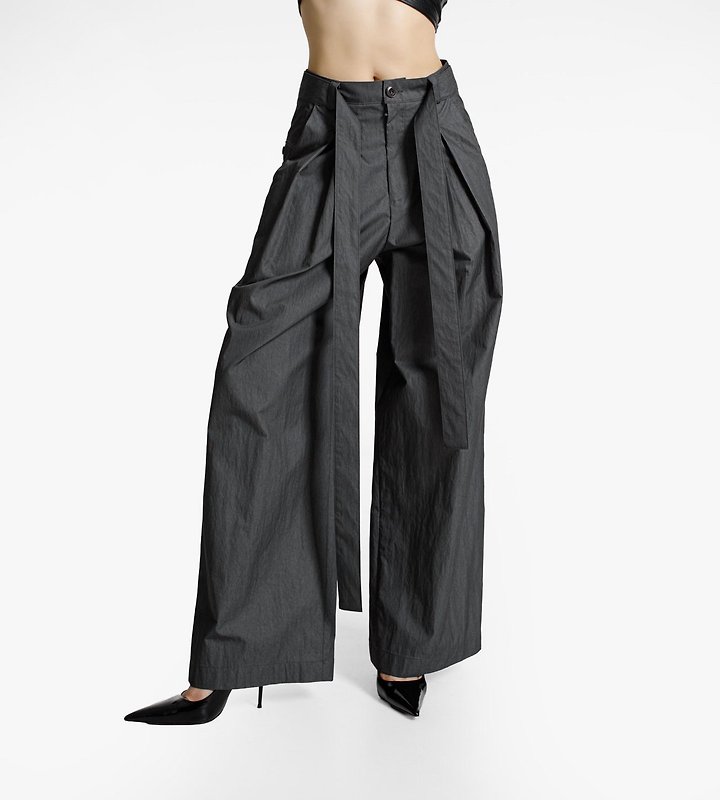 Paper Moon - Korean Women Fashion - #womensfashion - Double Pleated Belt Wide Trousers