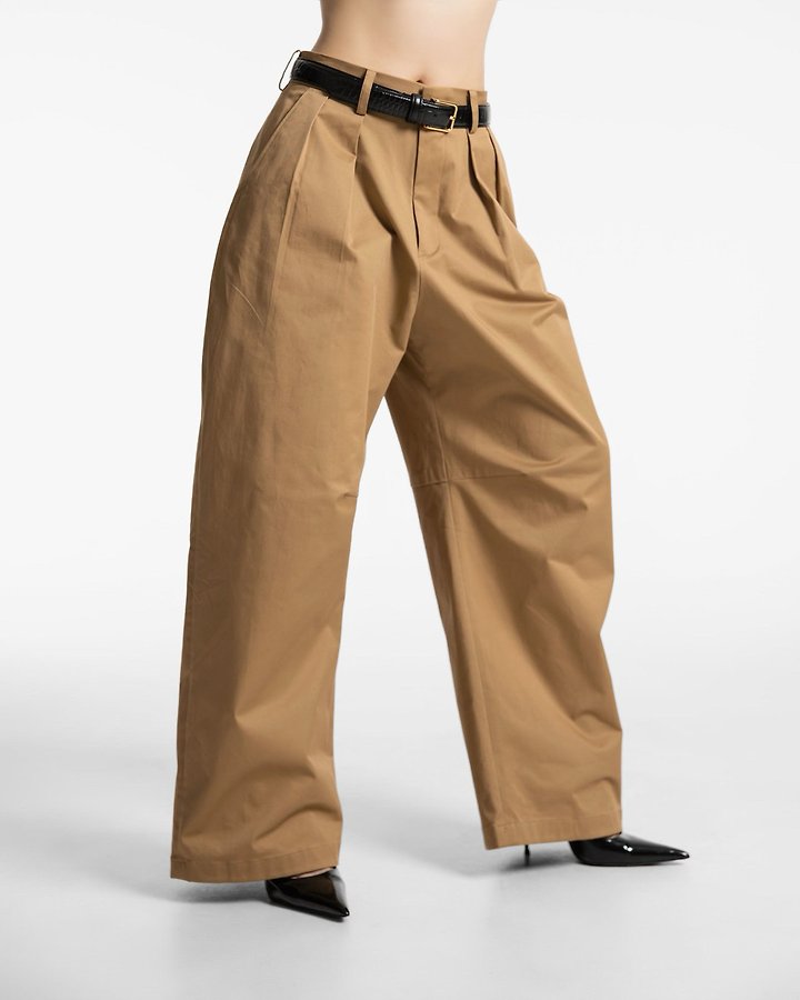 Paper Moon - Korean Women Fashion - #momslook - Curve Volume Wide Chino Pants - 4