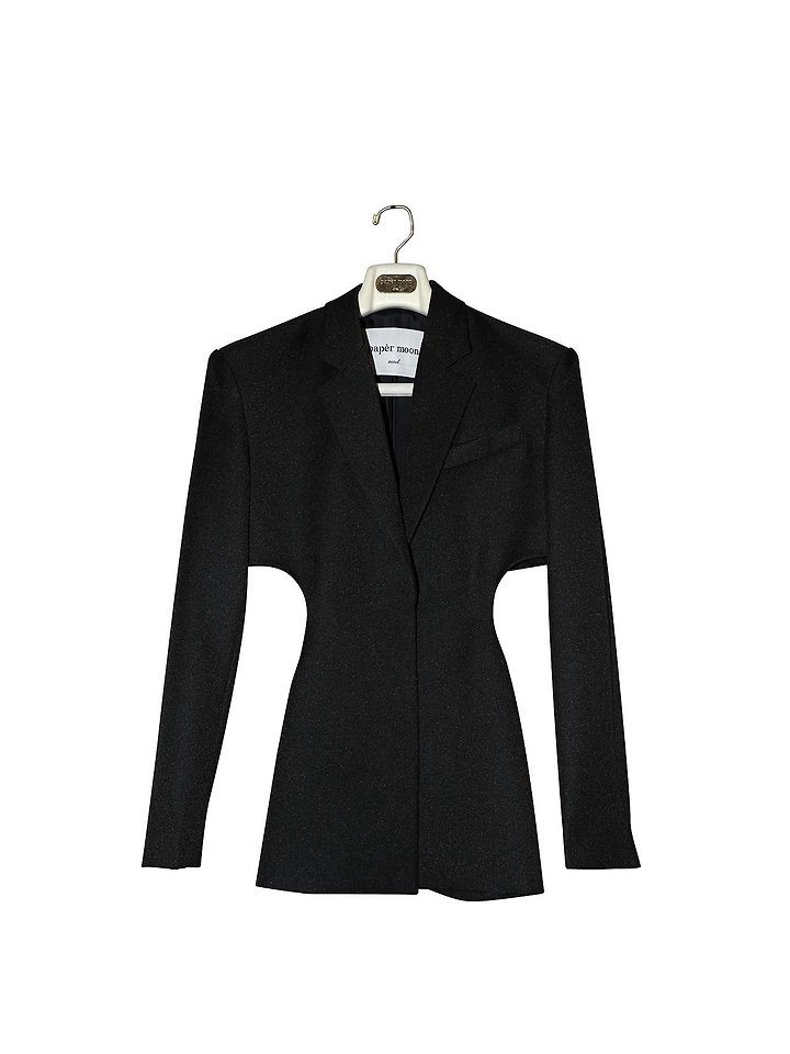 Paper Moon - Korean Women Fashion - #womensfashion - Square Shoulder Cut-Out Waist Detail Minimal Blazer - 5