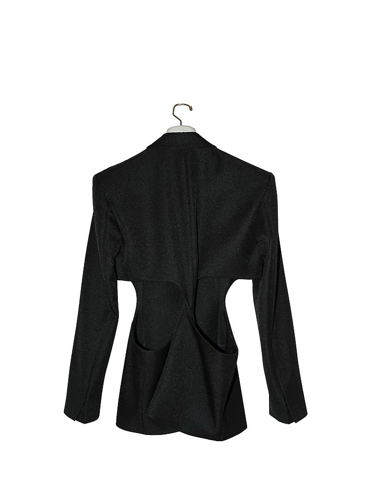 Paper Moon - Korean Women Fashion - #womensfashion - Square Shoulder Cut-Out Waist Detail Minimal Blazer - 7