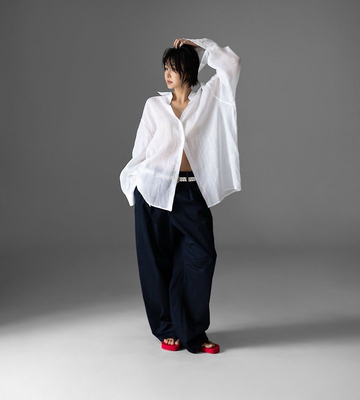 Paper Moon - Korean Women Fashion - #womensfashion - Vivid Oversized Linen Button-Down Shirt - 3