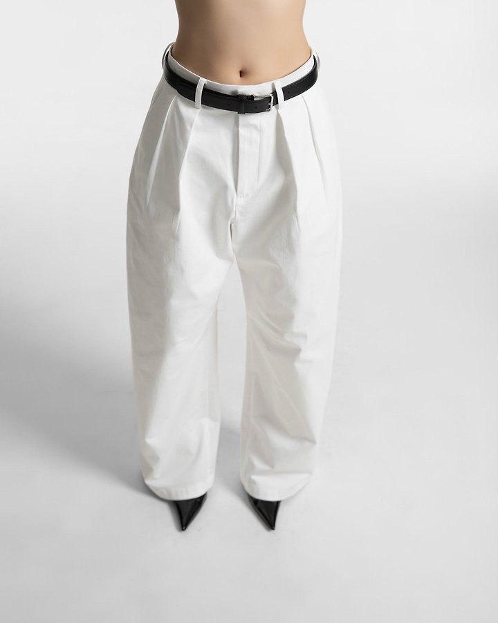 Paper Moon - Korean Women Fashion - #womensfashion - Curve Volume Wide Chino Pants - 6