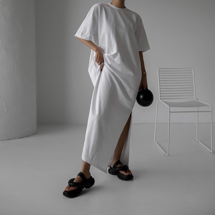 Paper Moon - Korean Women Fashion - #womensfashion - One-Side Slit Detail Oversized Maxi One-piece