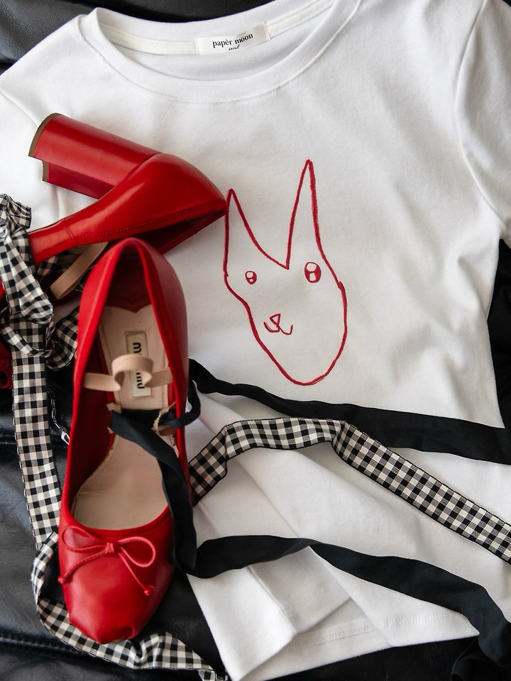Paper Moon - Korean Women Fashion - #womensfashion - Little Bunny Crop Tee - 7