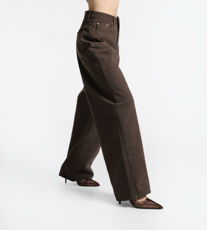 Paper Moon - Korean Women Fashion - #womensfashion - Color Point Wide Cotton Twill Trousers - 3