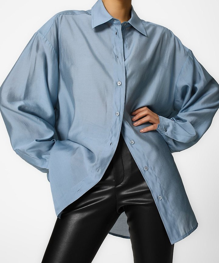 Paper Moon - Korean Women Fashion - #momslook - Sheer Silky Classic Button-Down Shirt - 4