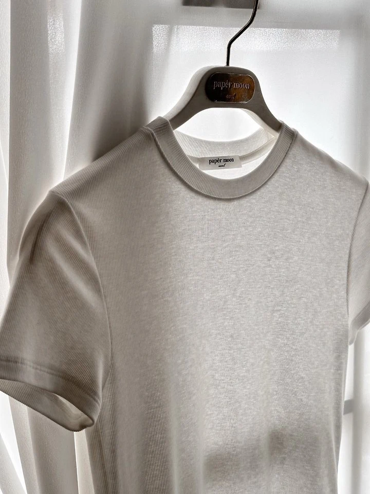 Paper Moon - Korean Women Fashion - #womensfashion - Ribbed Slim Crewneck Basic Tee - 6