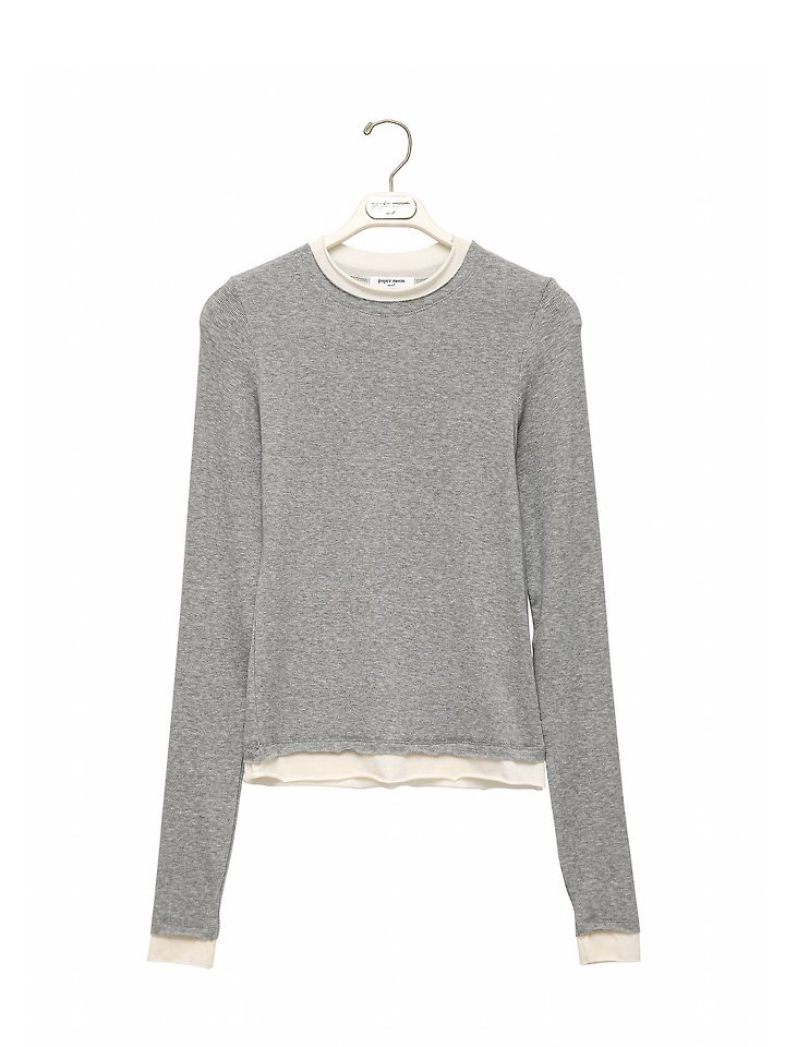 Paper Moon - Korean Women Fashion - #womensfashion - Layered Detail Ribbed Long Sleeve Tee - 5
