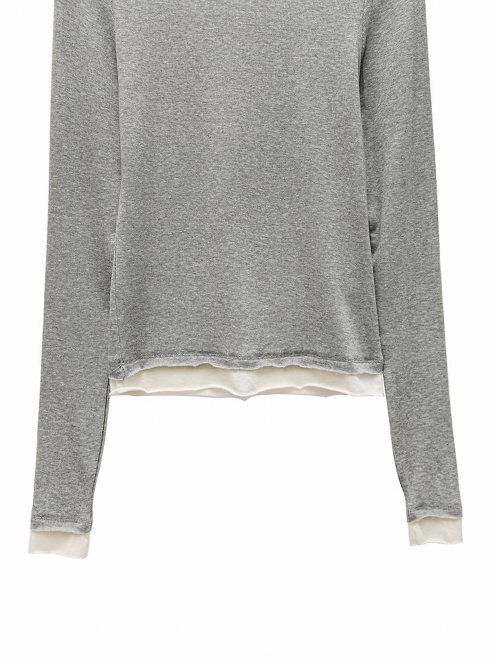 Paper Moon - Korean Women Fashion - #womensfashion - Layered Detail Ribbed Long Sleeve Tee - 9